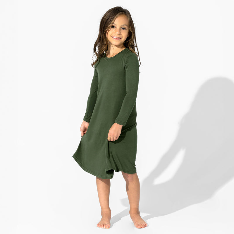 Evergreen Bamboo Girls' Long Sleeve Dress