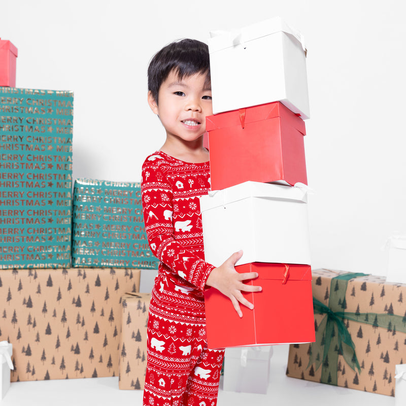Polar Isle Red Bamboo Kids Pajamas