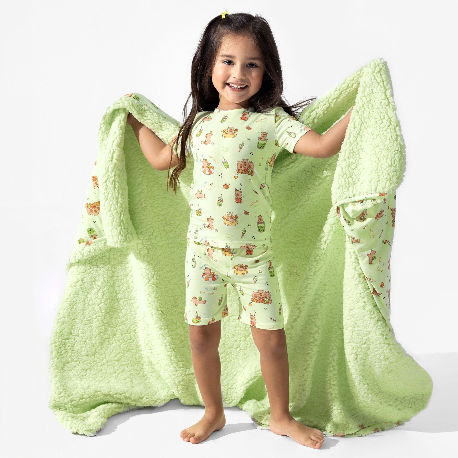 Capybara Boba Bamboo Kids Pajama Short Set