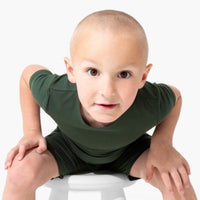 Pine Green Bamboo Kids Pajama Short Set