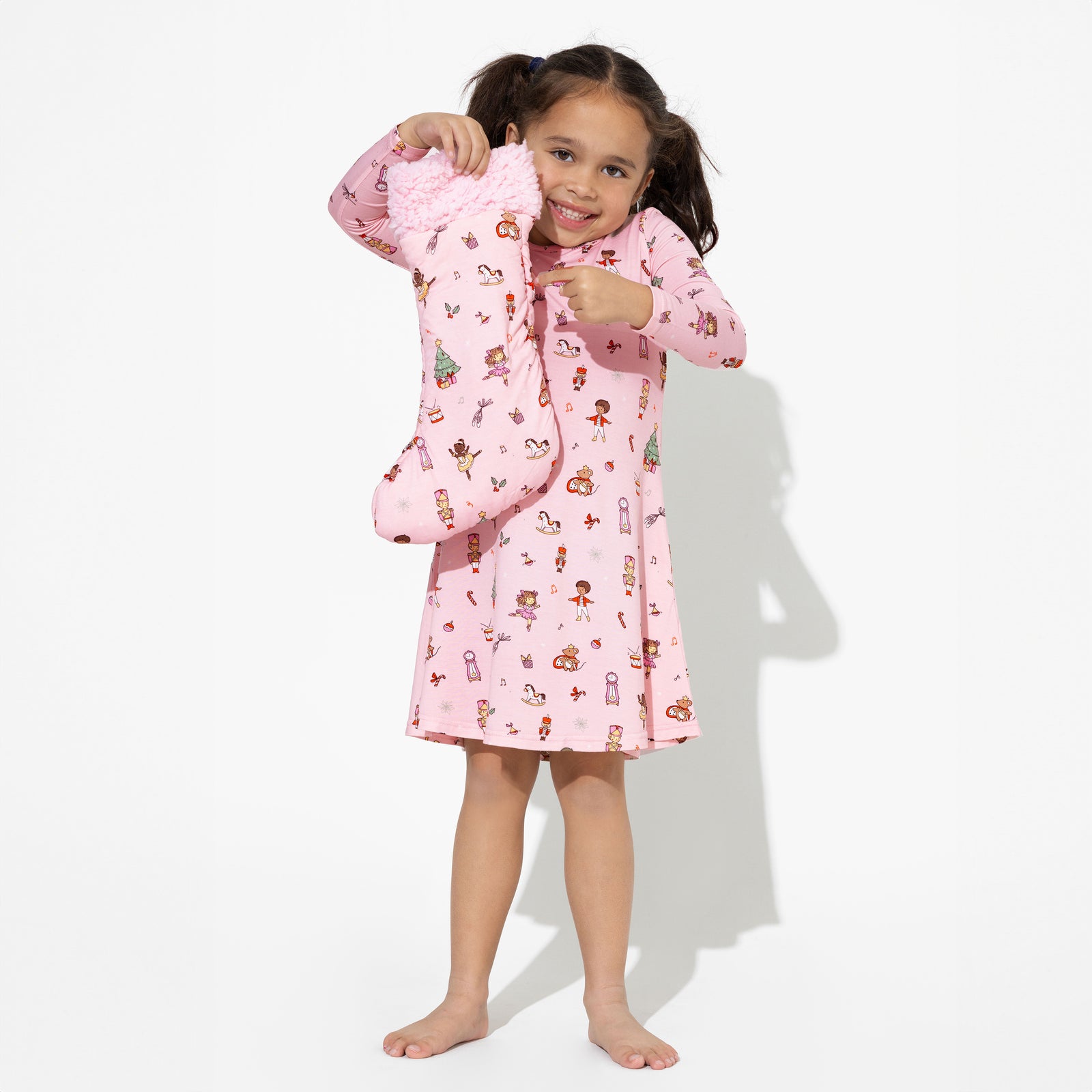 Nutcracker Pink Bamboo Sherpa Christmas Stocking