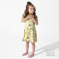 Teddy Bear Picnic Bamboo Girls' Short Sleeve Dress