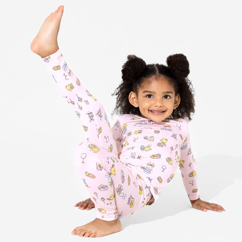 Easter Bunny Pink Bamboo Kids Pajamas