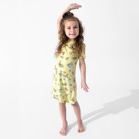 Teddy Bear Picnic Bamboo Girls' Short Sleeve Dress