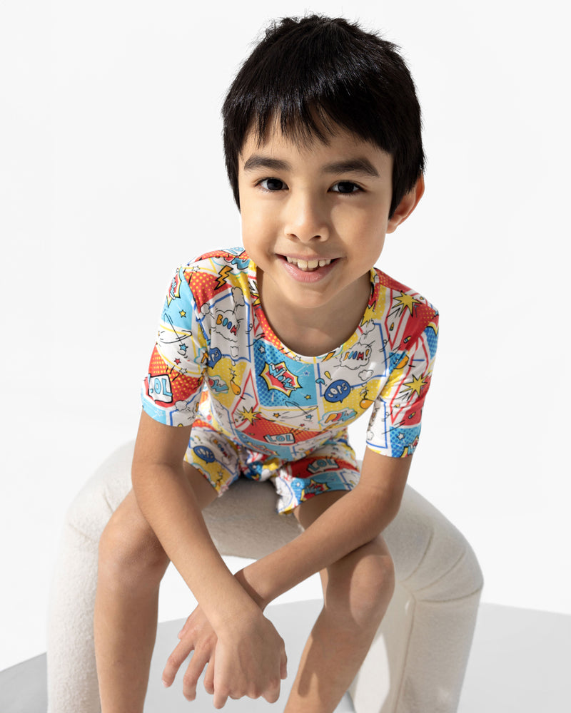 Comic Hero Bamboo Kids Pajama Short Set