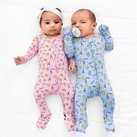 Milk & Cookies Blue Bamboo Convertible Footie