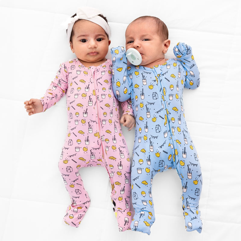 Milk & Cookies Blue Bamboo Convertible Footie