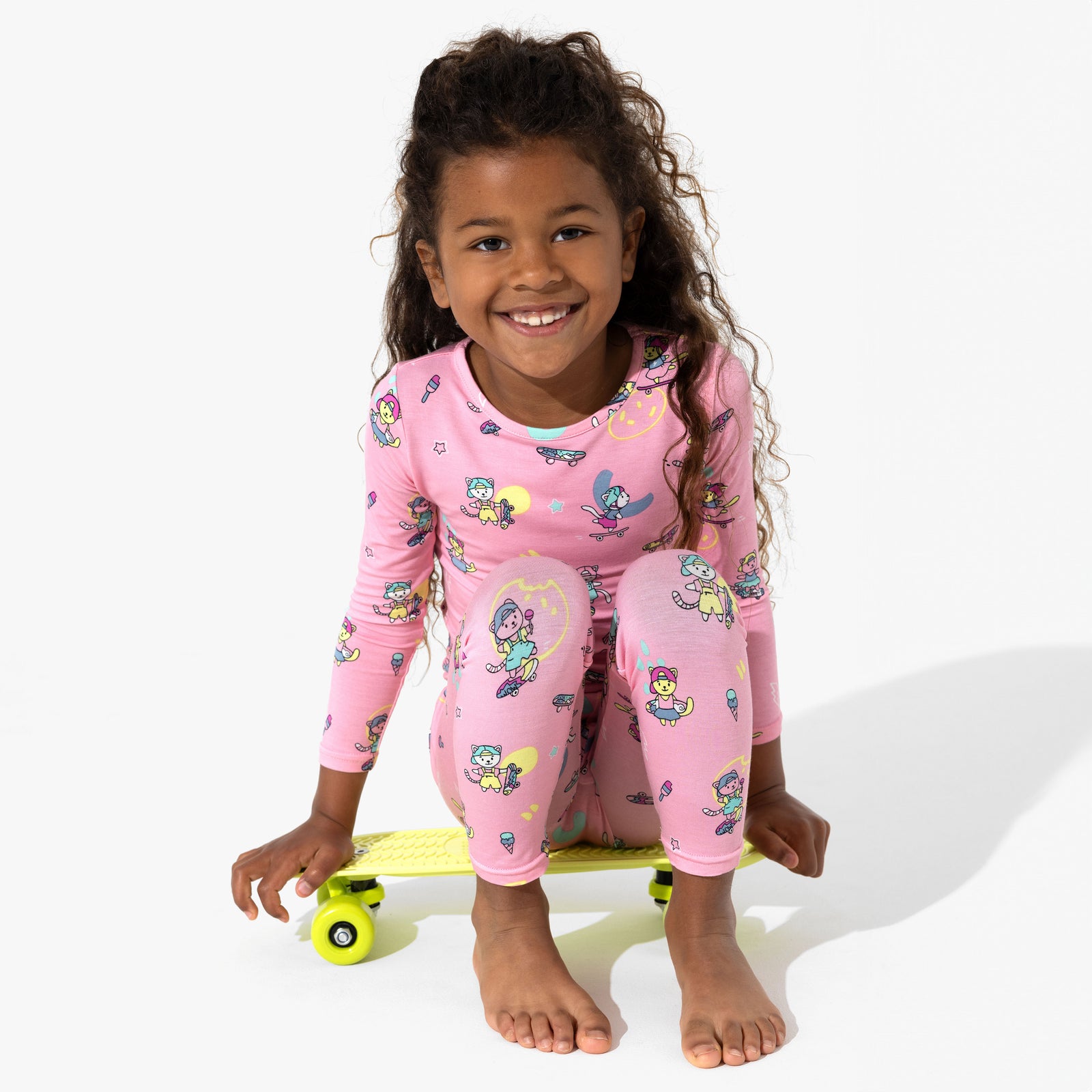 Skater Kitty Bamboo Kids Pajamas
