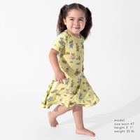 Teddy Bear Picnic Bamboo Girls' Short Sleeve Dress