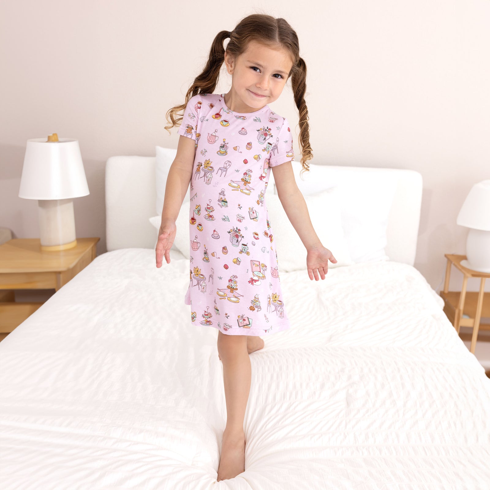 Tea Party Bamboo Girls' Short Sleeve Dress