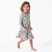 Little Monsters Bamboo Girls' Long Sleeve Dress
