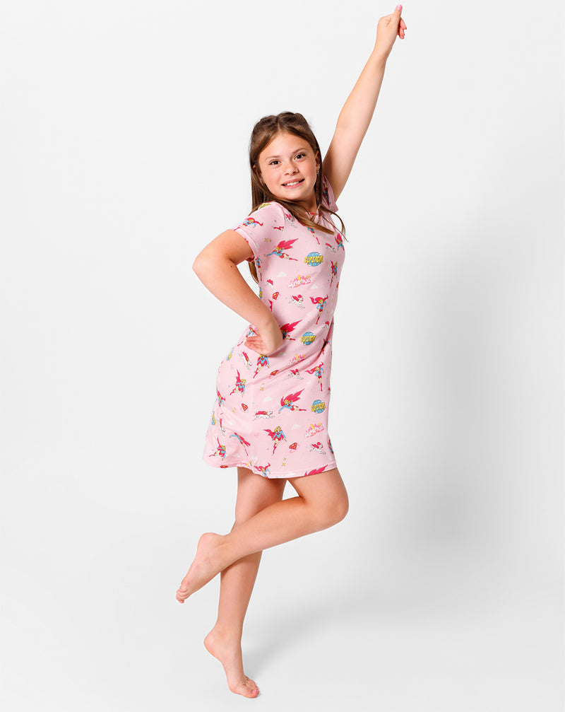 Supergirl & Krypto Bamboo Girls' Short Sleeve Dress
