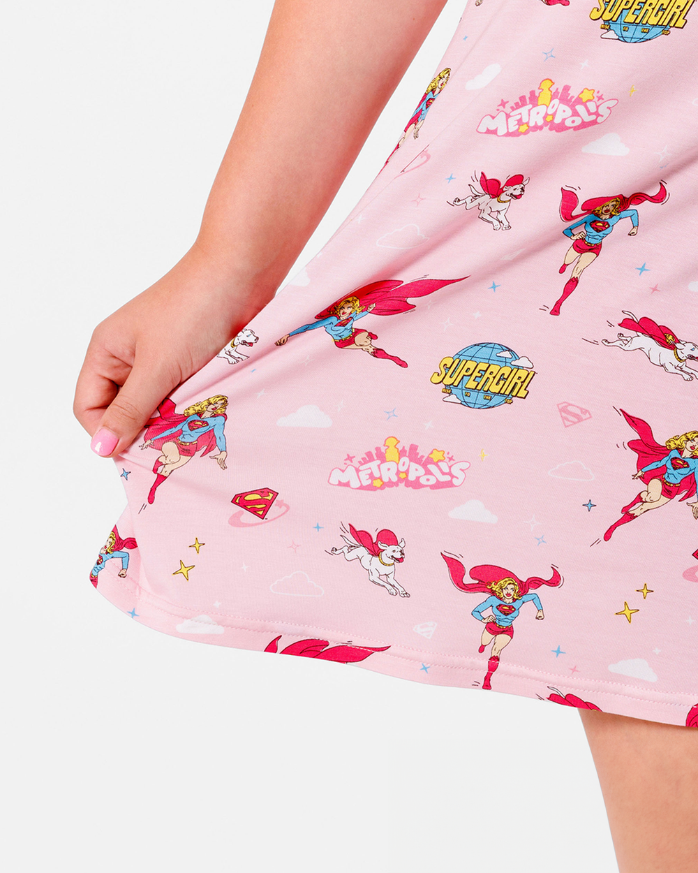 Supergirl & Krypto Bamboo Girls' Short Sleeve Dress