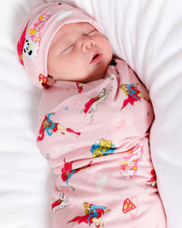 Supergirl & Krypto Bamboo Swaddle & Beanie Set