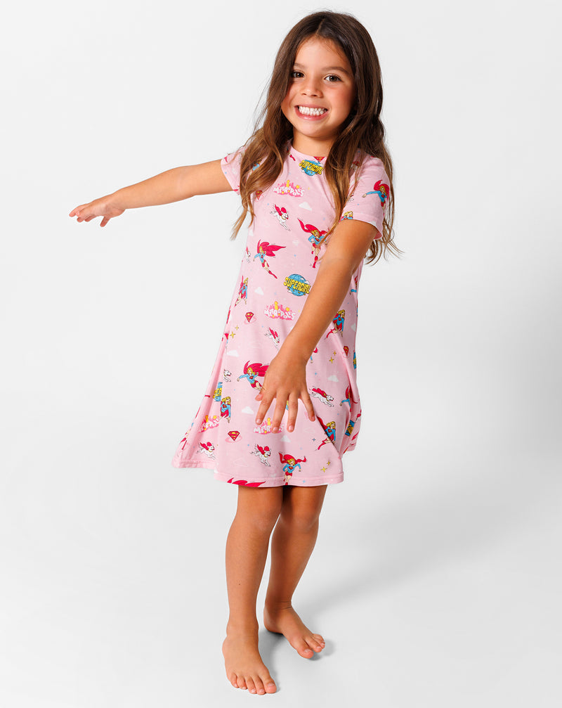 Supergirl & Krypto Bamboo Girls' Short Sleeve Dress