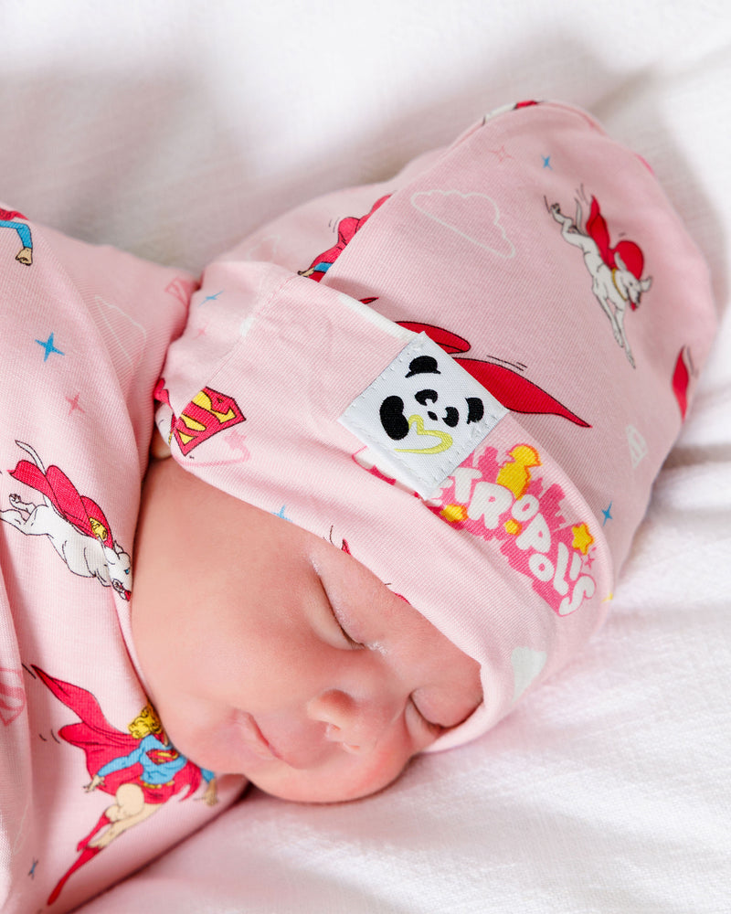Supergirl & Krypto Bamboo Swaddle & Beanie Set