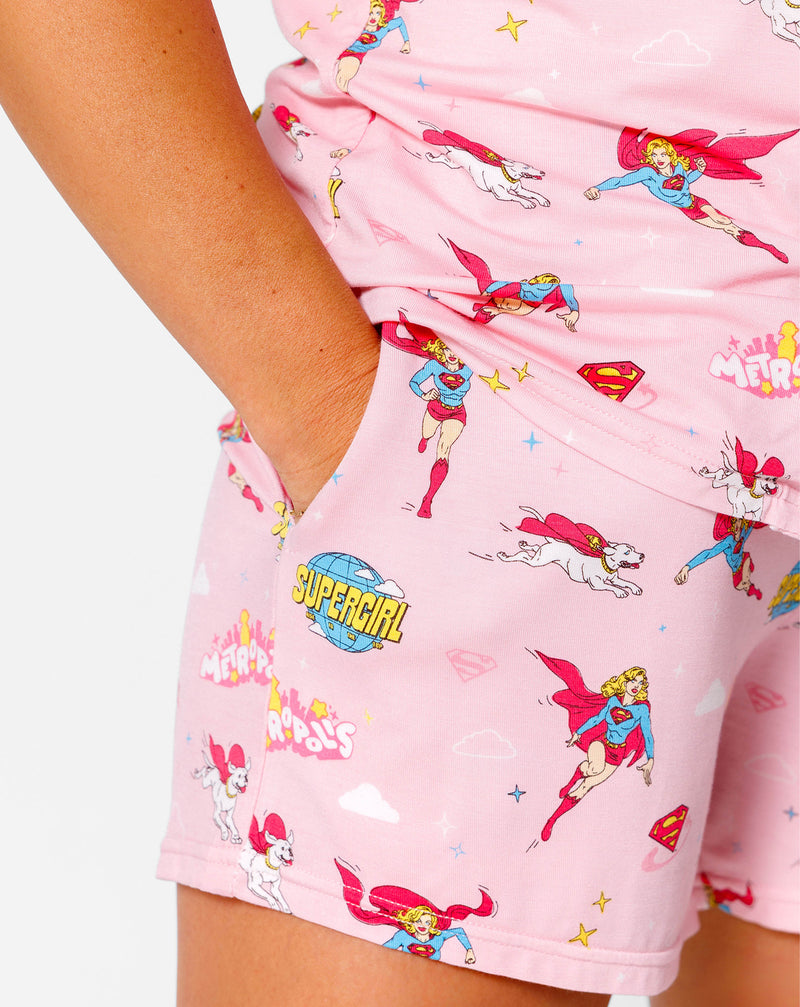 Supergirl & Krypto Bamboo Women's Pajama Shorts Set