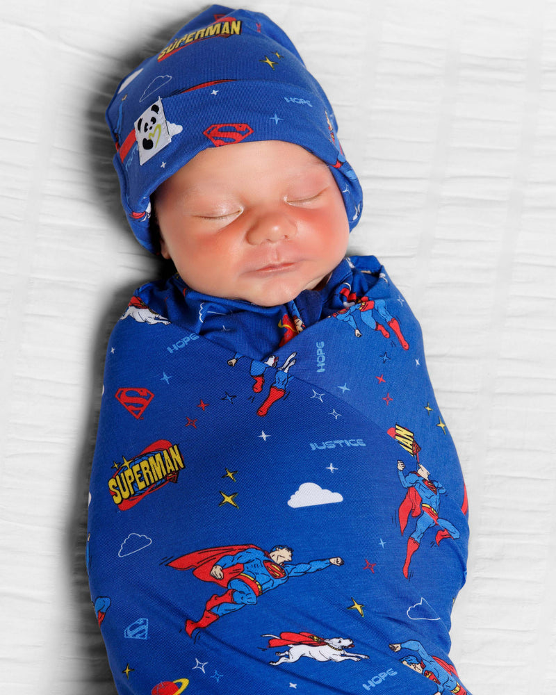 Superman & Krypto Bamboo Swaddle & Beanie Set
