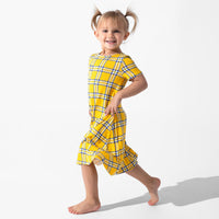Clueless Total Betty Plaid Bamboo Girls' Short Sleeve Dress