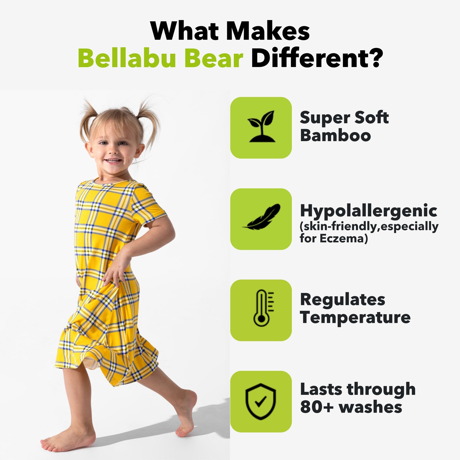 Clueless Total Betty Plaid Bamboo Girls' Short Sleeve Dress