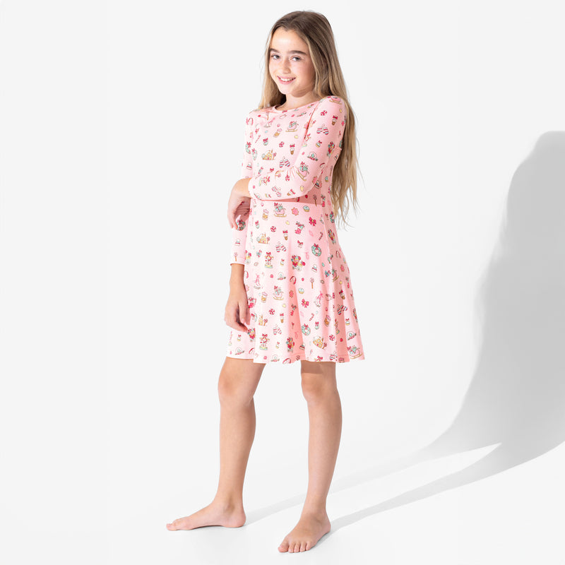 Candy Cane Lane Bamboo Girls' Long Sleeve Dress