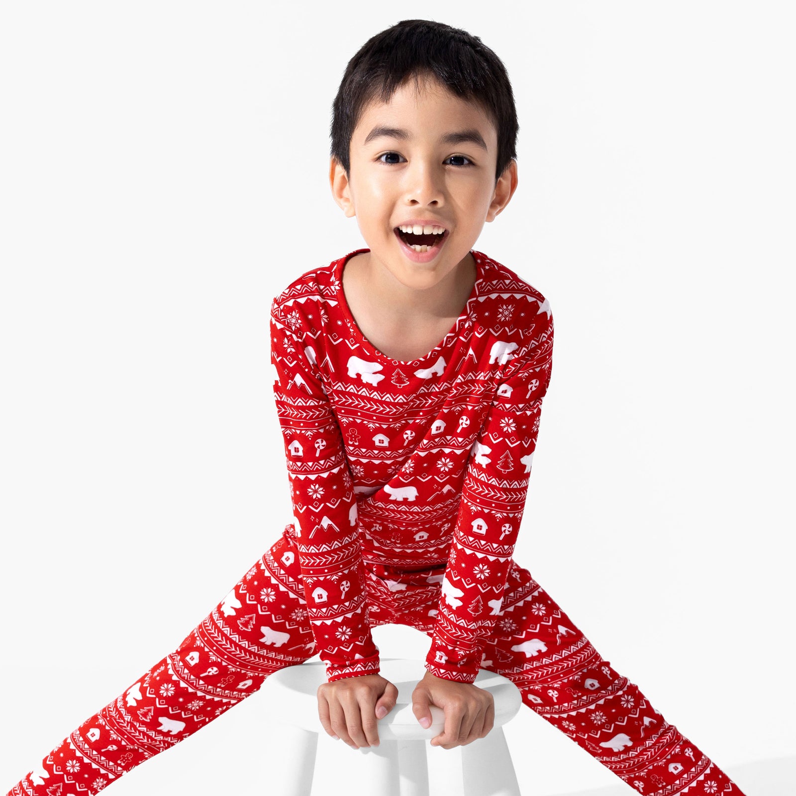 Polar Isle Red Bamboo Kids Pajamas