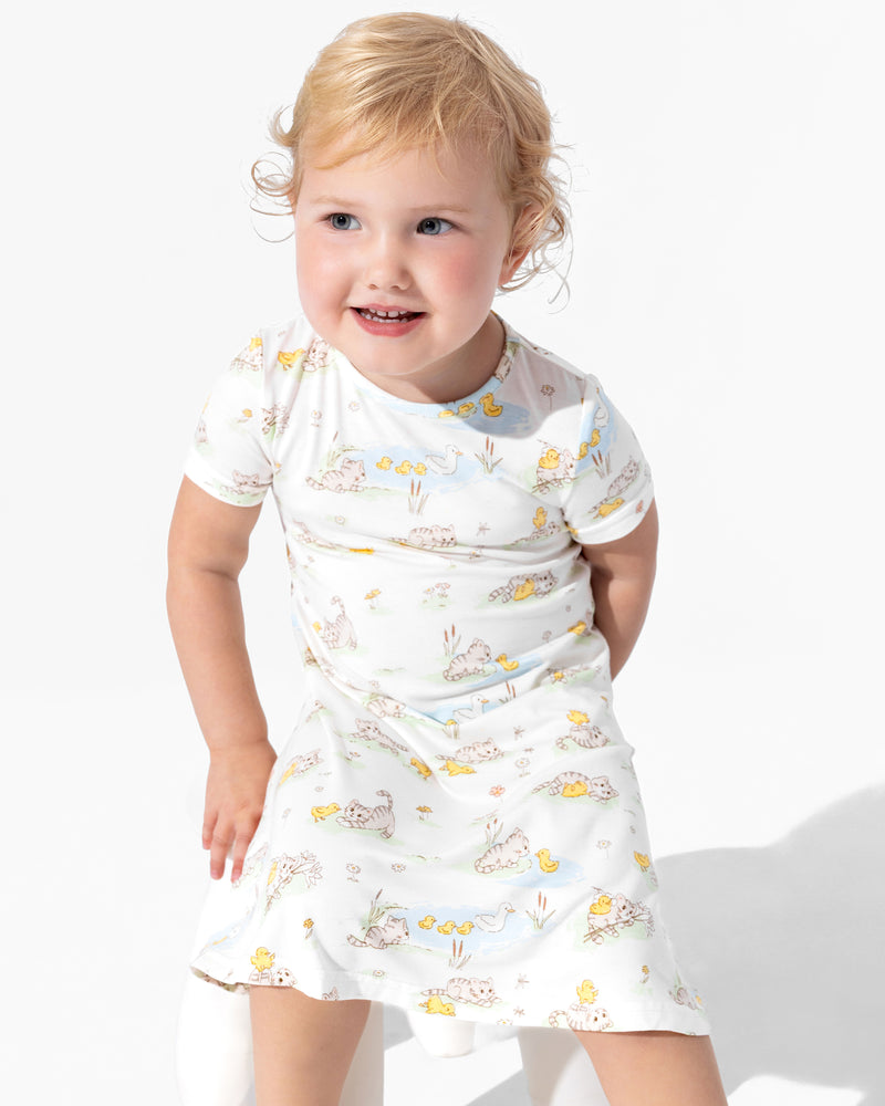 Tiny Tails Tales Bamboo Girls' Short Sleeve Dress