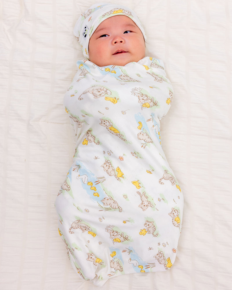Tiny Tails Tales Bamboo Swaddle & Beanie Set