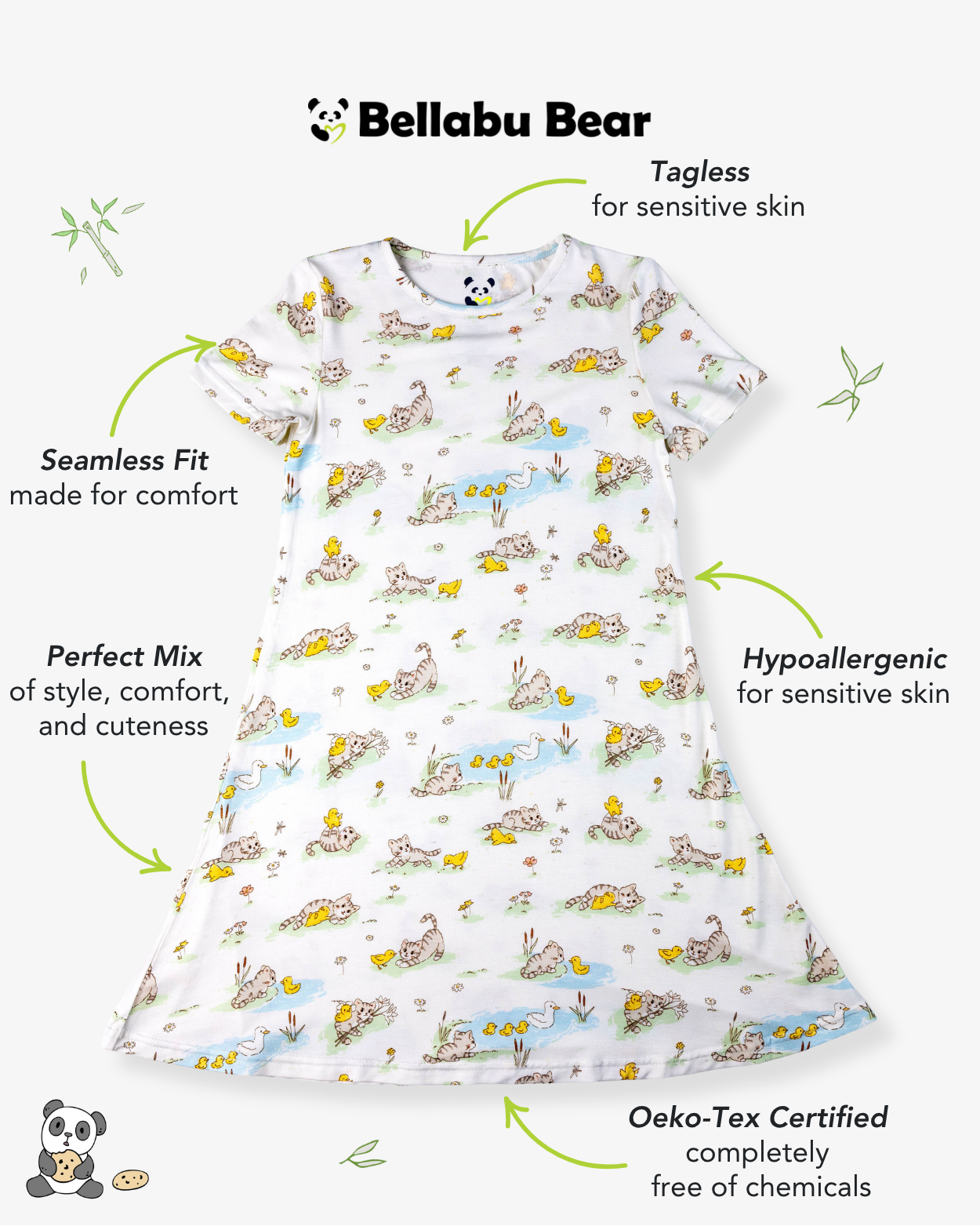 Tiny Tails Tales Bamboo Girls' Short Sleeve Dress