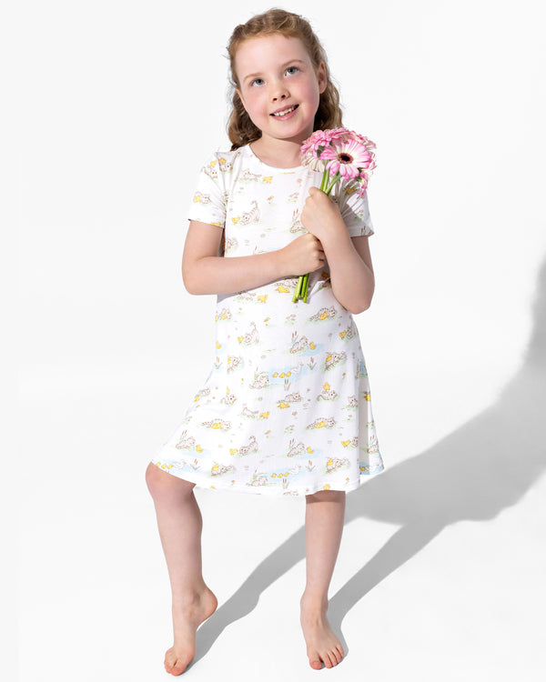 Tiny Tails Tales Bamboo Girls' Short Sleeve Dress
