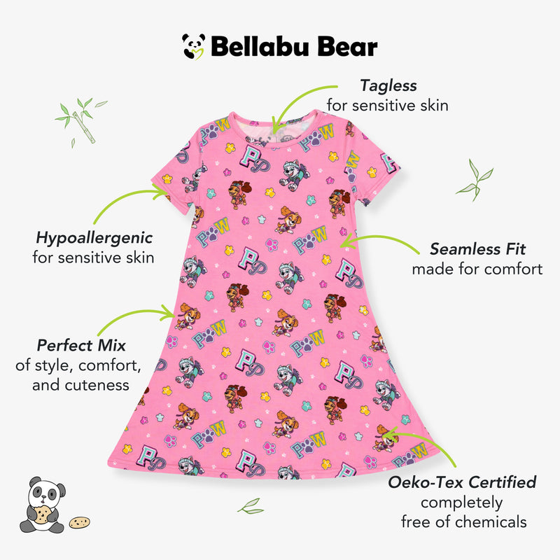 PAW Patrol: Varsity Pink Bamboo Girls' Short Sleeve Dress