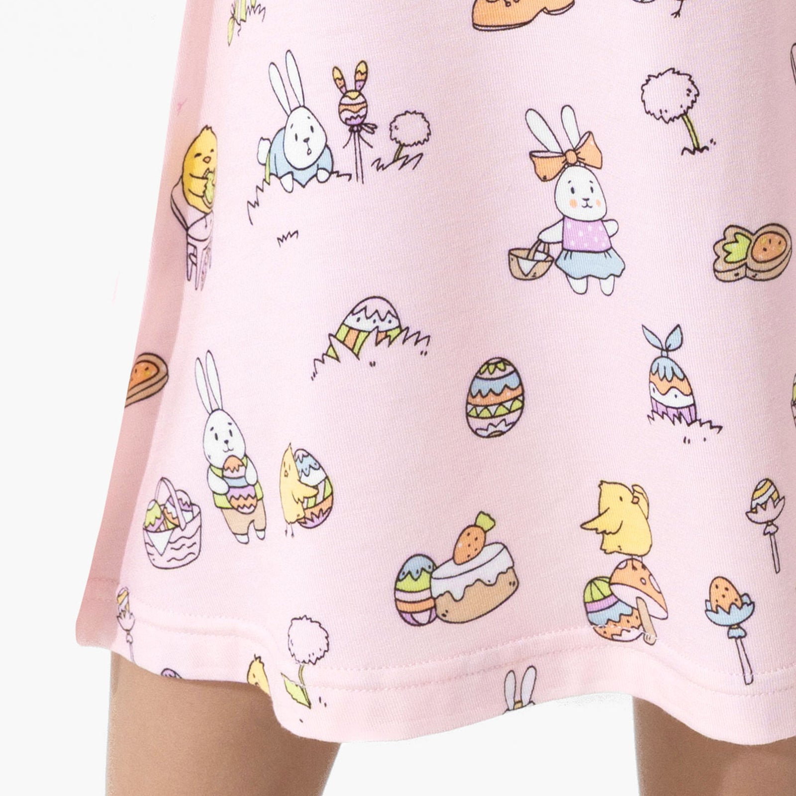 Easter Bunny Pink Bamboo Girls' Short Sleeve Dress
