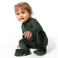 Pine Green Bamboo Convertible Footie