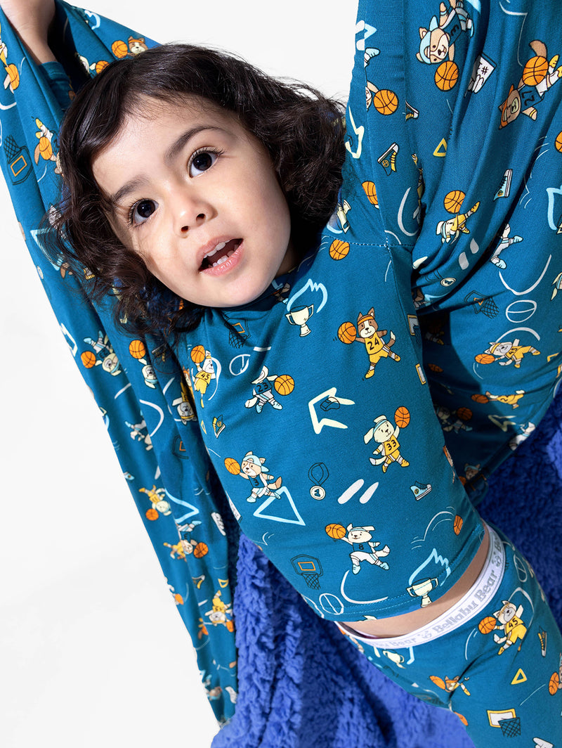 Basketball Pups Bamboo Sherpa Blanket