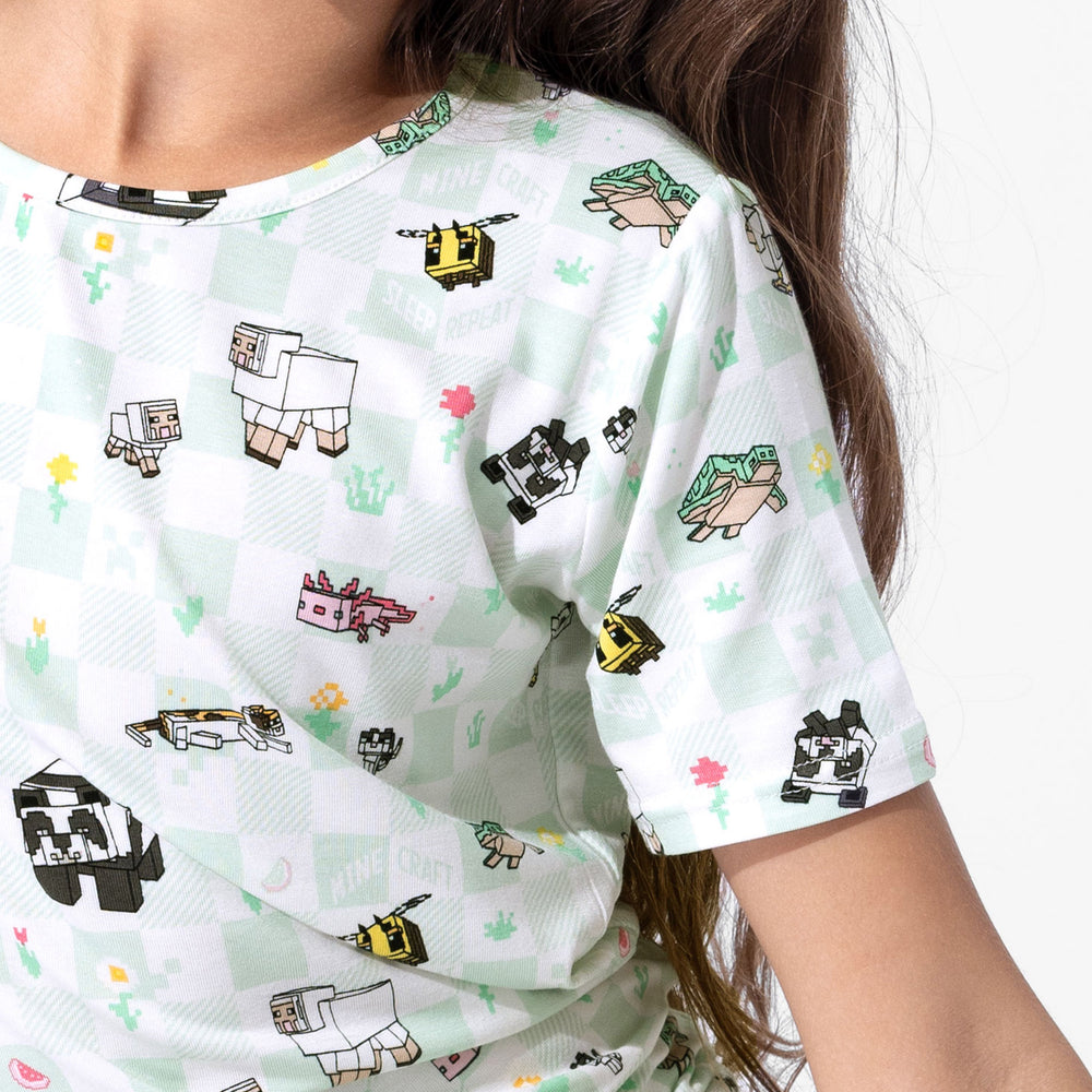 Minecraft Sleep Repeat Bamboo Kids Pajama Short Set