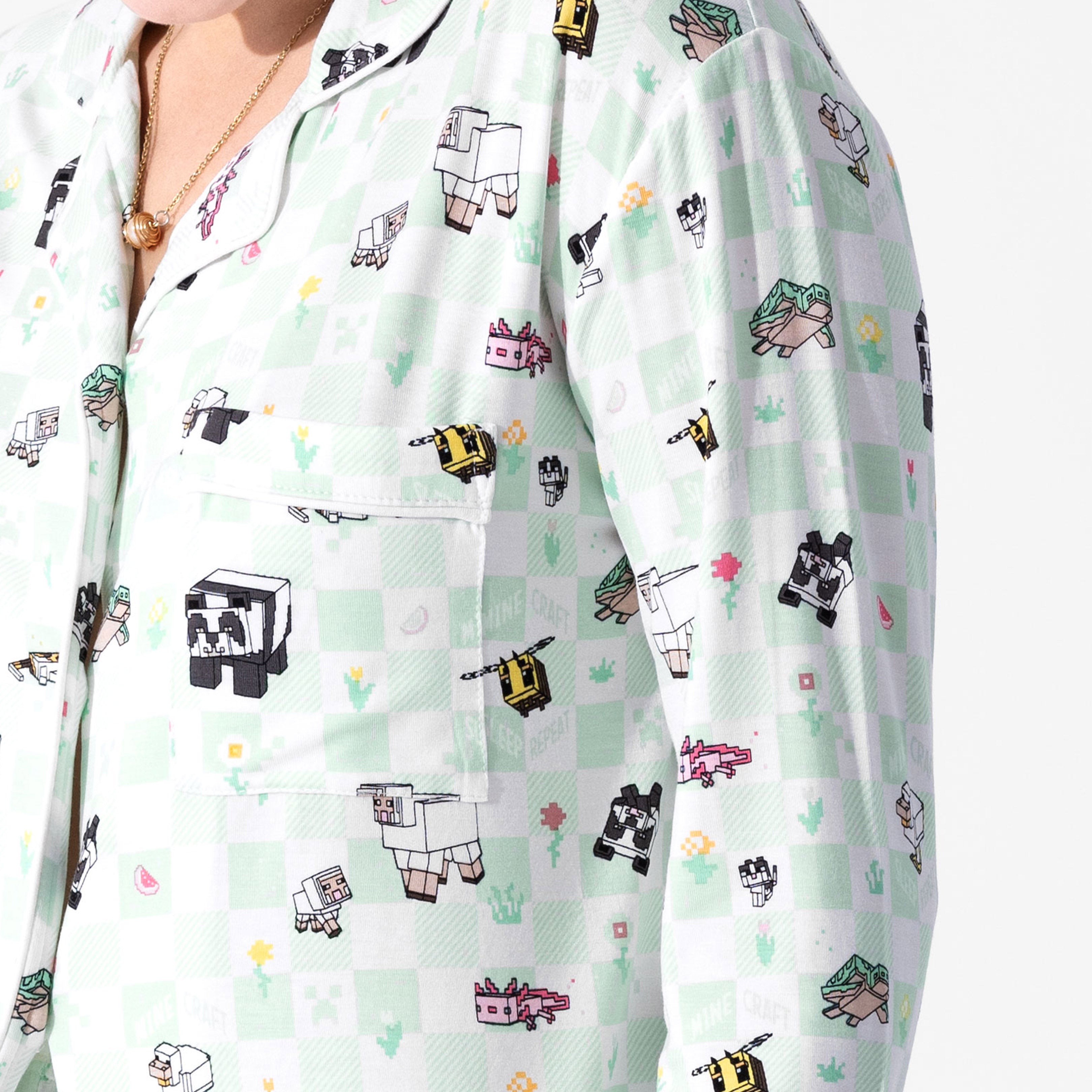 Minecraft Sleep Repeat Bamboo Women's Pajama Set – Cozy & Stylish