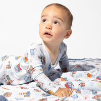 Vintage Suitcases Bamboo Sherpa Blanket