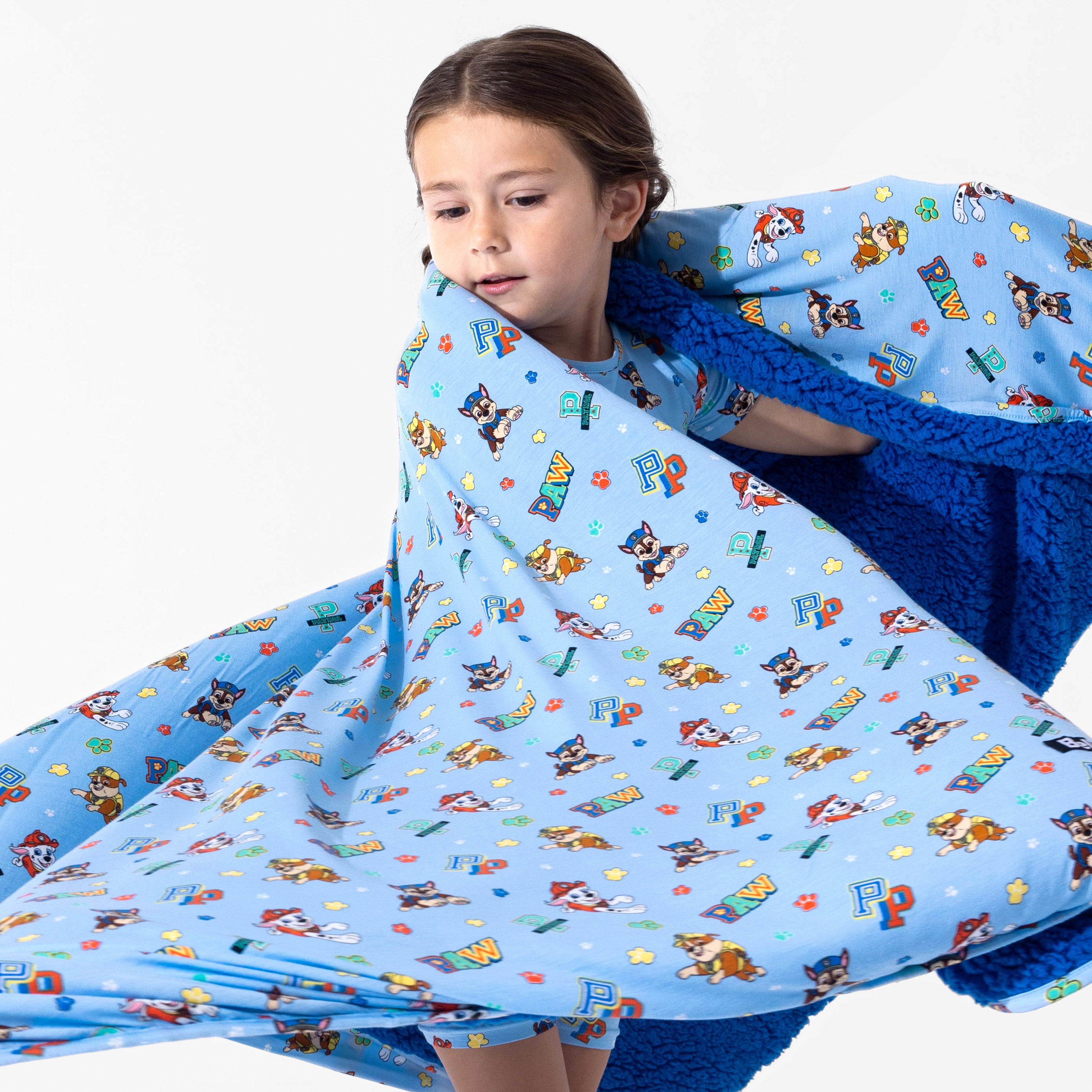 PAW Patrol Varsity Blue Bamboo Sherpa Blanket – Cozy & Reversible