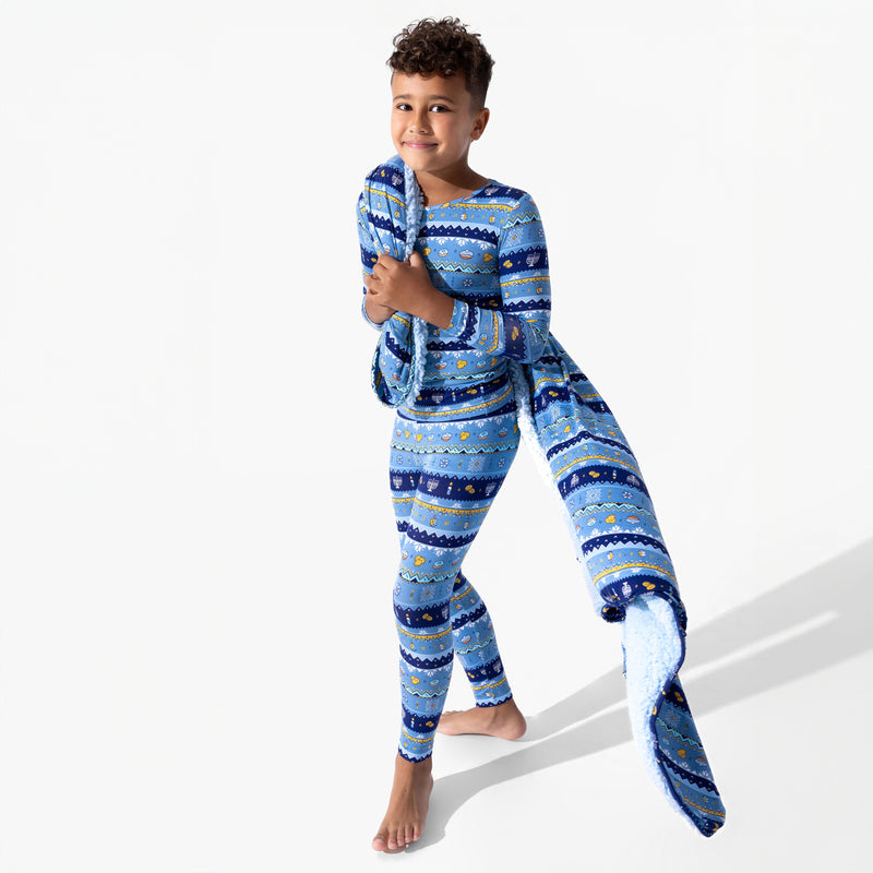 Hanukkah Fair Isle Bamboo Sherpa Blanket