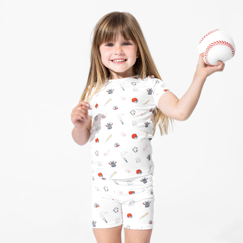 Baseball Bamboo Kids Pajama Short Set