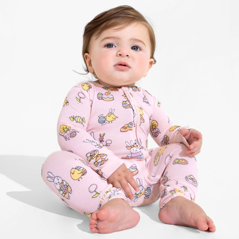 Easter Bunny Pink Bamboo Convertible Footie