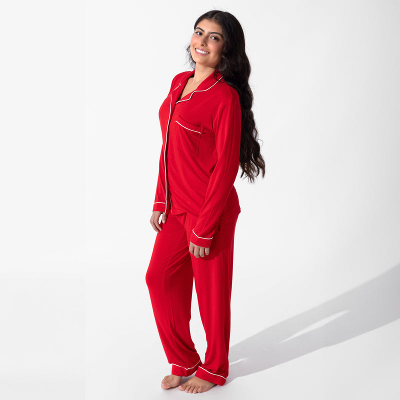 Winterberry Red Bamboo Women's Trim PJ Set