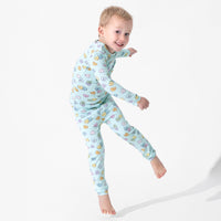 Candy Hearts Blue Bamboo Kids Pajamas