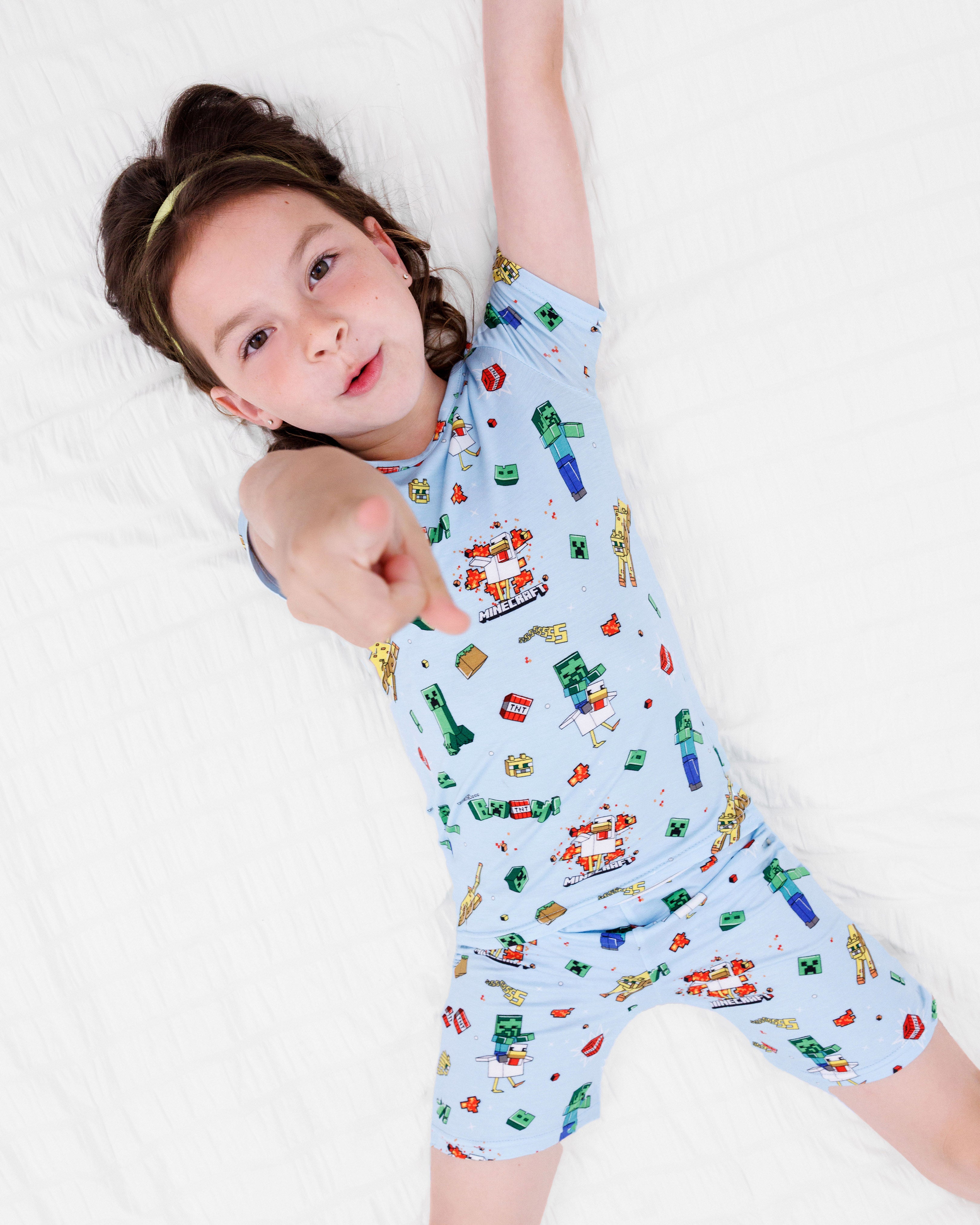 Minecraft Chicken Jockey Bamboo Kids Pajama Short Set | Soft