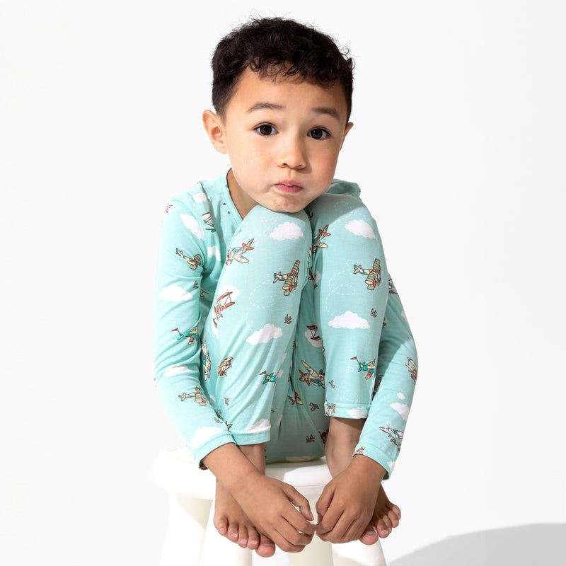 Vintage Airplanes Bamboo Kids Pajamas