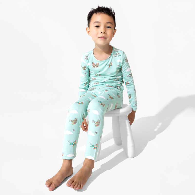 Vintage Airplanes Bamboo Kids Pajamas
