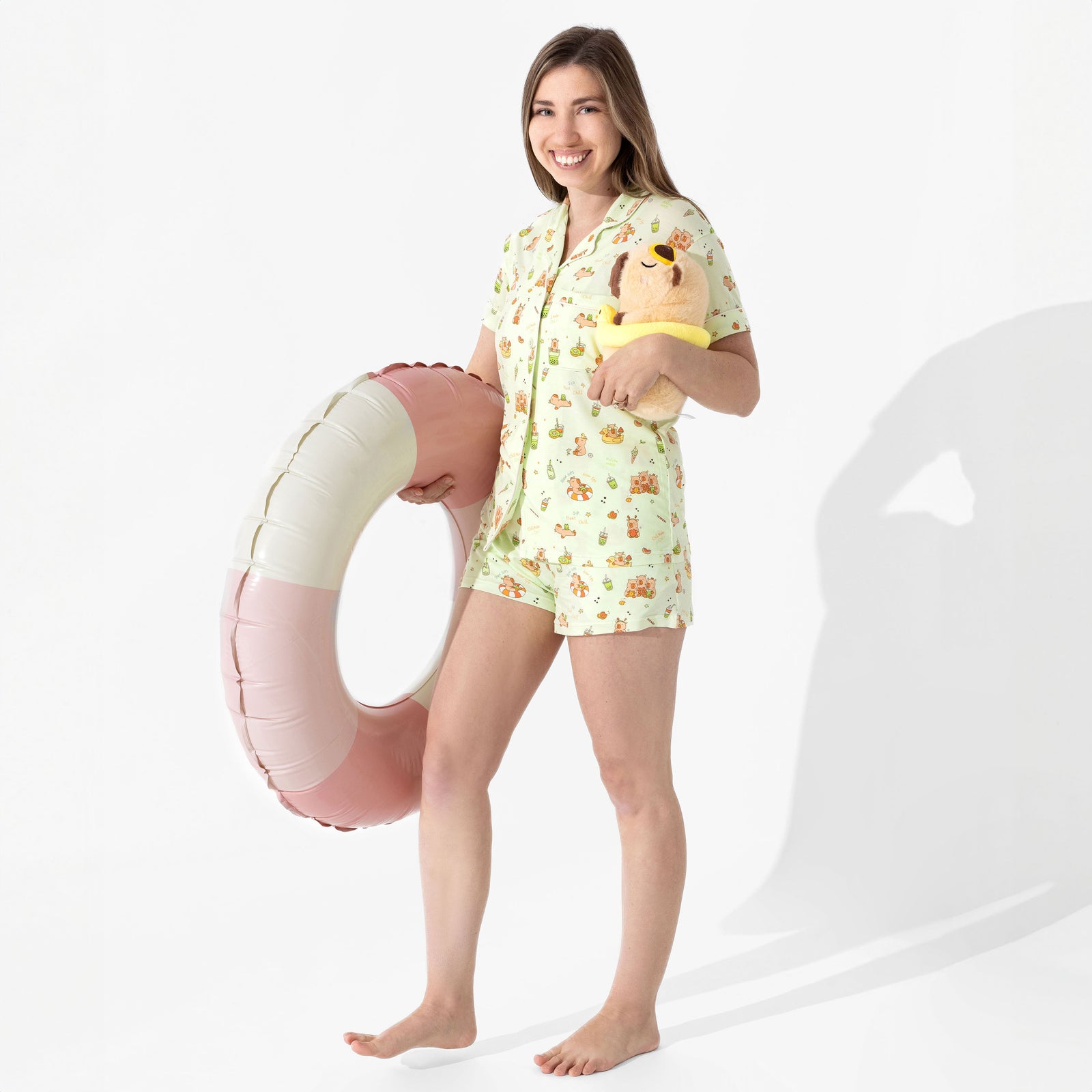 Capybara Boba Bamboo Women's Pajama Short Set