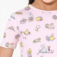 Easter Bunny Pink Bamboo Kids Pajama Short Set