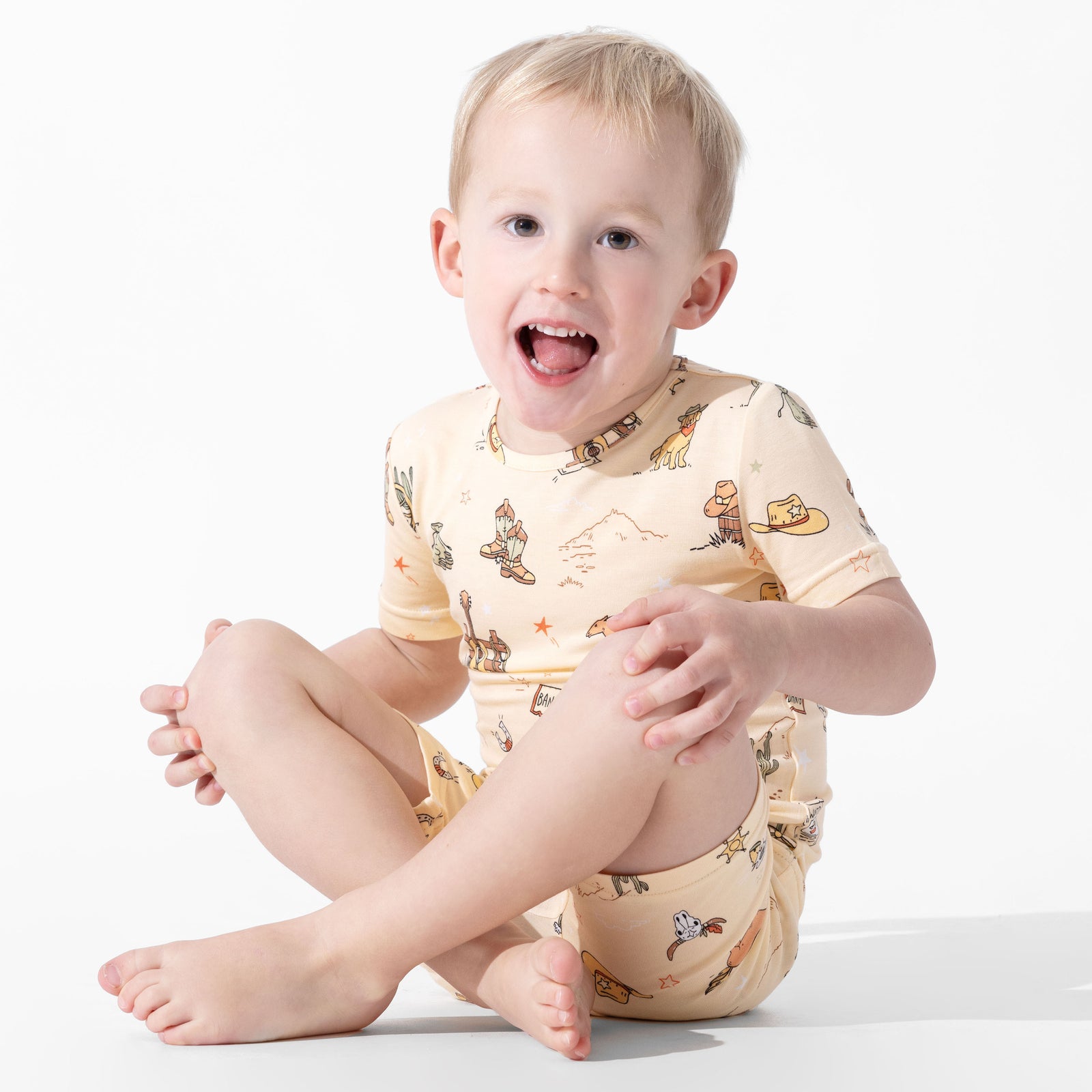 Cowboy Bamboo Kids Pajama Short Set