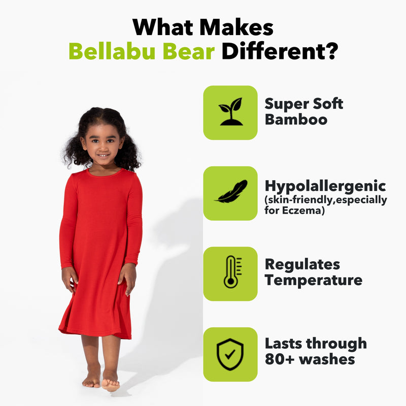 Winterberry Red Bamboo Girls' Long Sleeve Dress